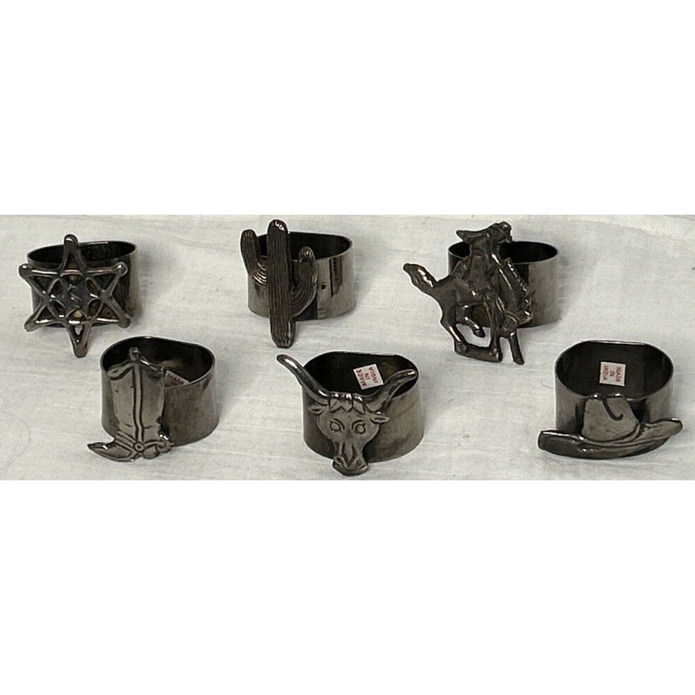 Western Theme Napkin 6 Holders Cactus Cowboy Hat Bronco Cowgirl Party Nashville